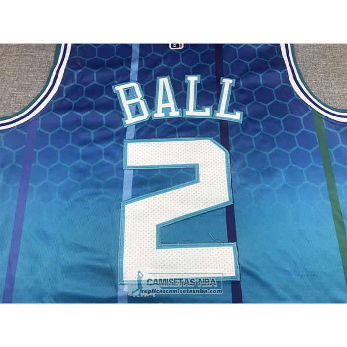 Camiseta Charlotte Hornets LaMelo Ball NO 2 Ciudad 2021-22 Azul